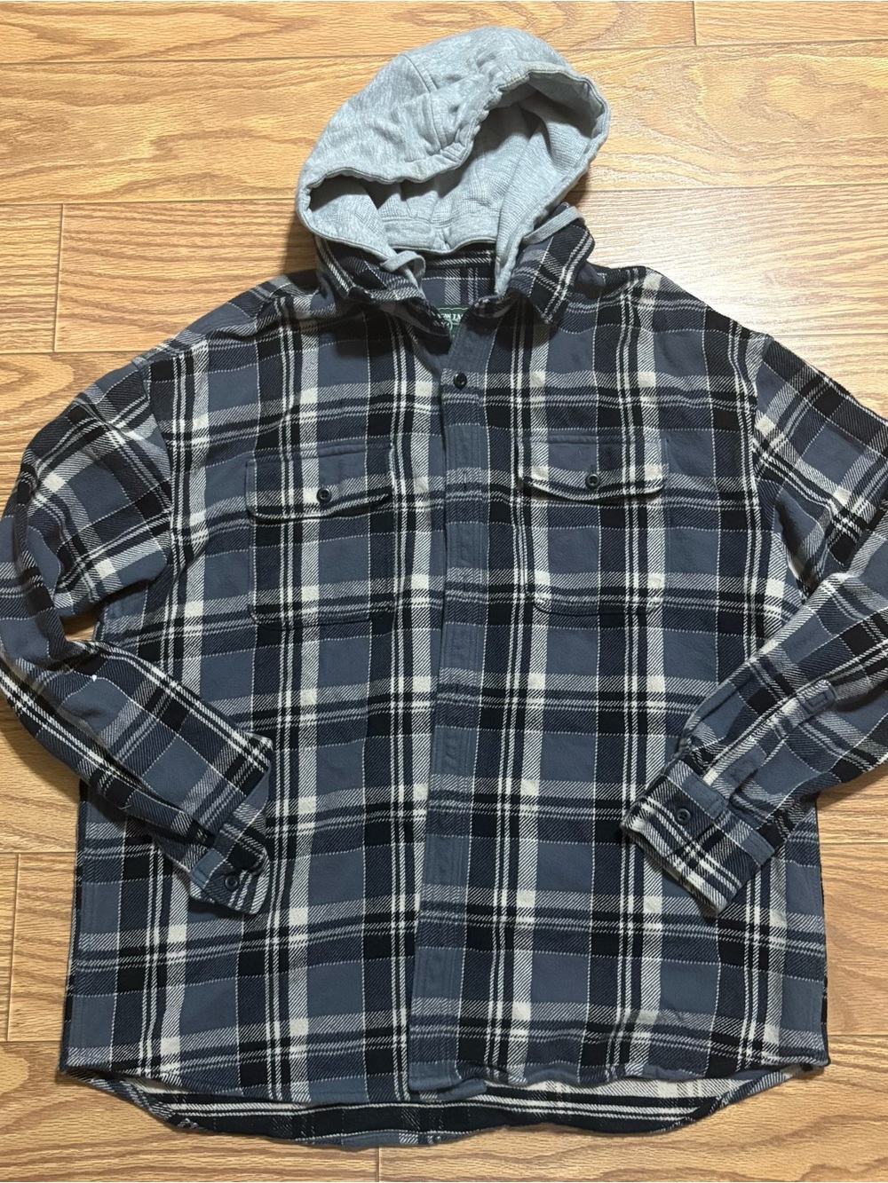 American Eagle Men's Flannel Jacket Hooded Preppy Grunge Plaid Heavyweight XL